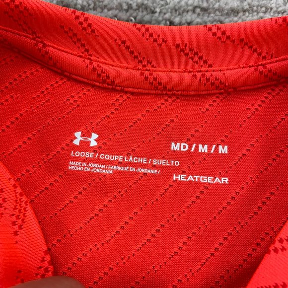 UNDER ARMOUR UA Running Shirt Men Medium M Neon Orange Breathable Perforated - Picture 4 of 10
